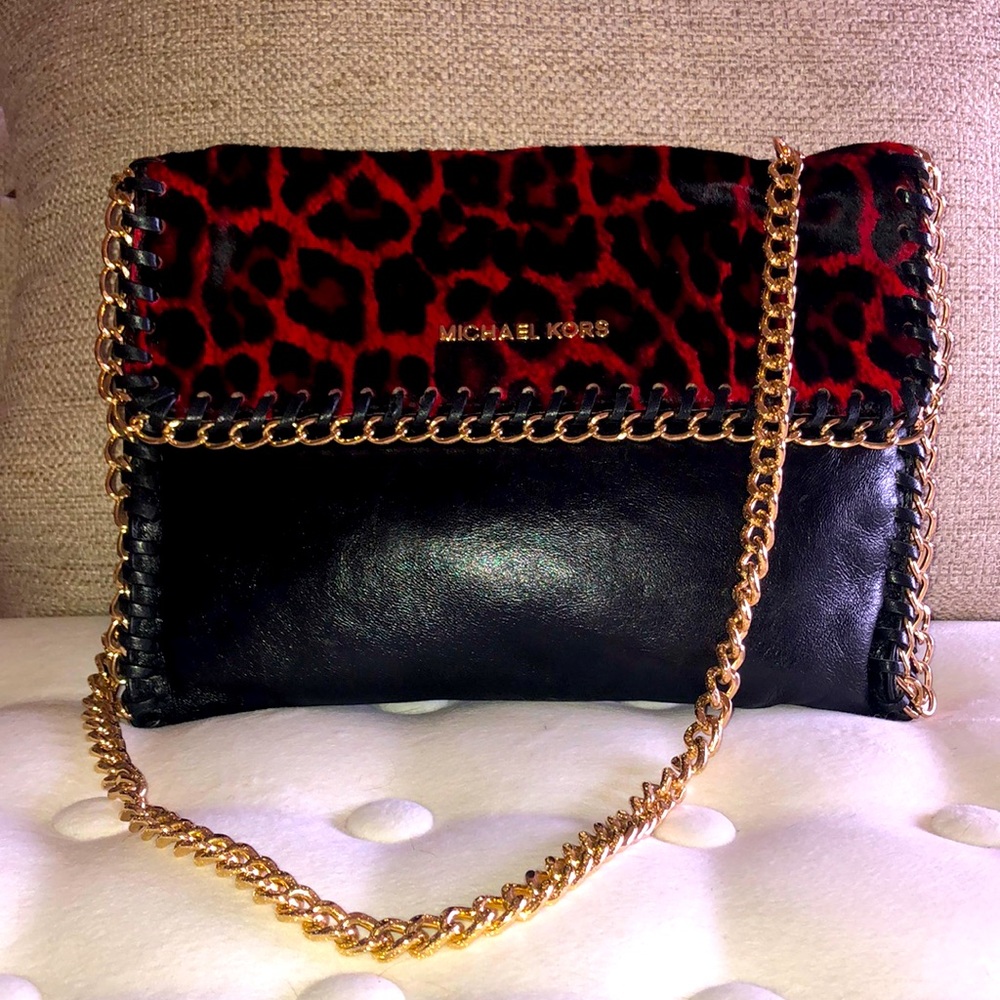 Michael Kors Red Leopard Shoulder Bag